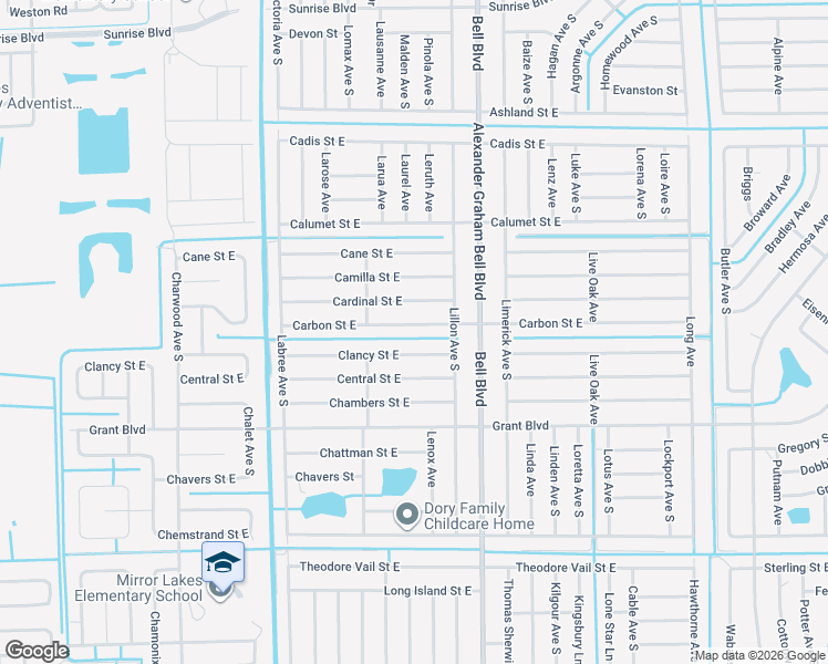 map of restaurants, bars, coffee shops, grocery stores, and more near 738 Carbon St E in Lehigh Acres