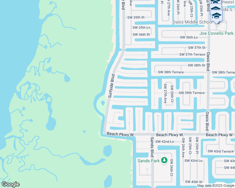 map of restaurants, bars, coffee shops, grocery stores, and more near 2924 Southwest 39th Terrace in Cape Coral