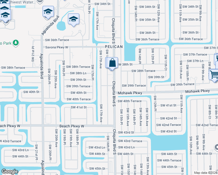 map of restaurants, bars, coffee shops, grocery stores, and more near 3926 Southwest 16th Place in Cape Coral