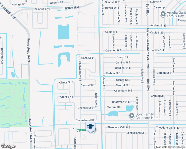 map of restaurants, bars, coffee shops, grocery stores, and more near 652 Cardinal Street East in Lehigh Acres