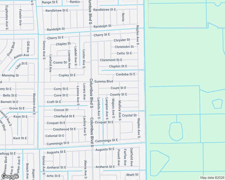 map of restaurants, bars, coffee shops, grocery stores, and more near 1224 Count Street East in Lehigh Acres