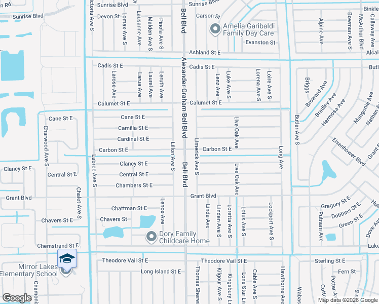map of restaurants, bars, coffee shops, grocery stores, and more near 407 Bell Boulevard in Lehigh Acres