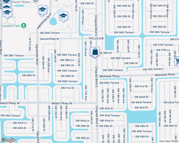 map of restaurants, bars, coffee shops, grocery stores, and more near 3926 Southwest 16th Place in Cape Coral