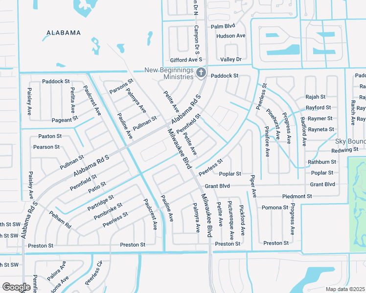 map of restaurants, bars, coffee shops, grocery stores, and more near 129 Milwaukee Boulevard in Lehigh Acres