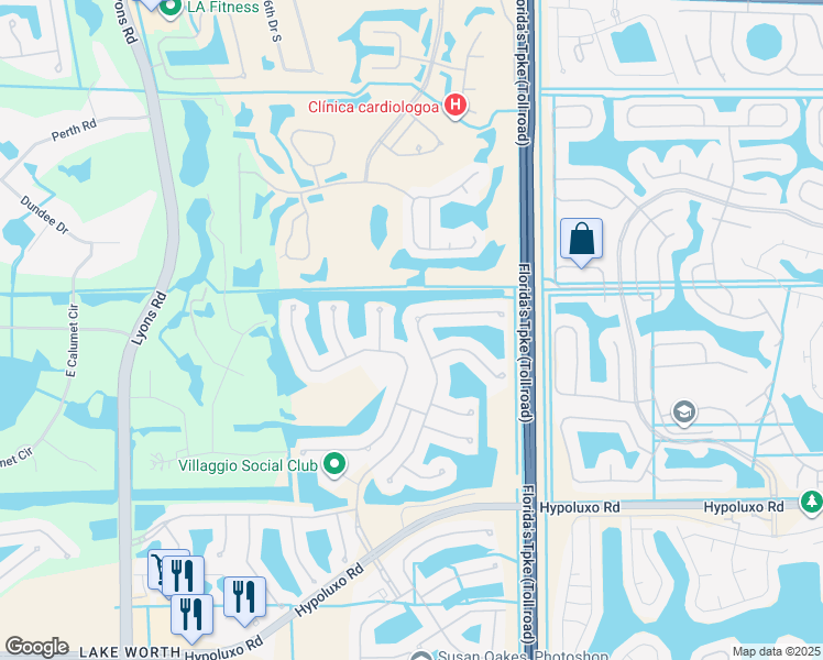 map of restaurants, bars, coffee shops, grocery stores, and more near 6713 Pisano Drive in Lake Worth