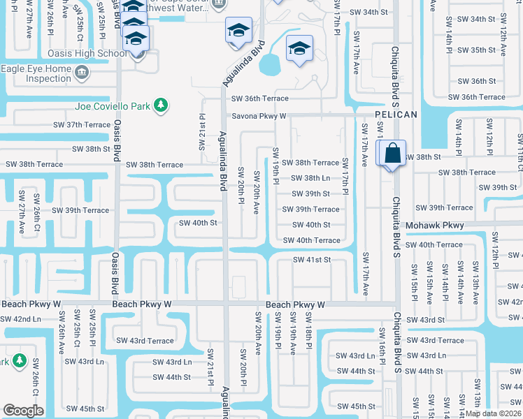 map of restaurants, bars, coffee shops, grocery stores, and more near 3925 Southwest 20th Avenue in Cape Coral