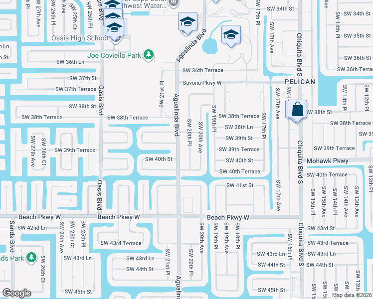 map of restaurants, bars, coffee shops, grocery stores, and more near 3924 Southwest 20th Place in Cape Coral