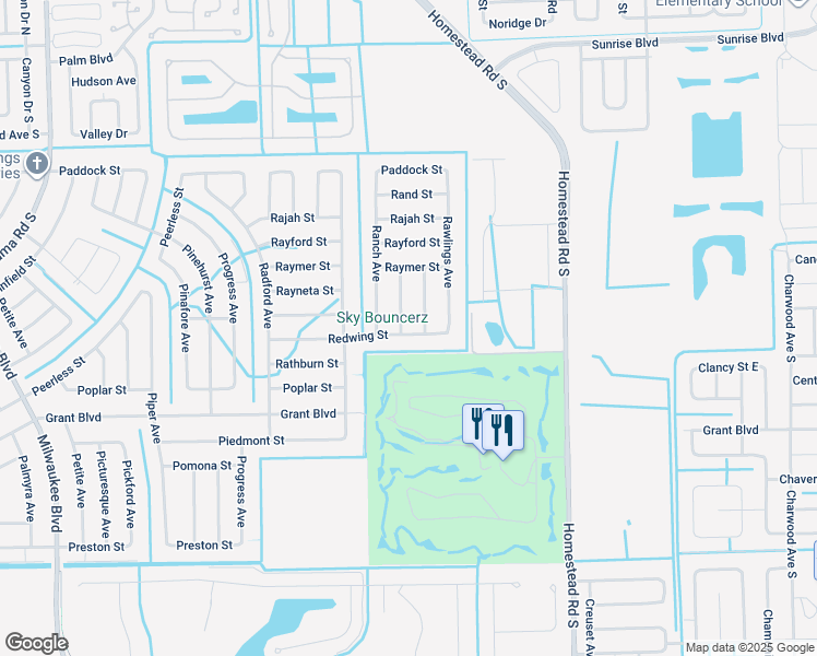 map of restaurants, bars, coffee shops, grocery stores, and more near 351 Rancho Avenue in Lehigh Acres