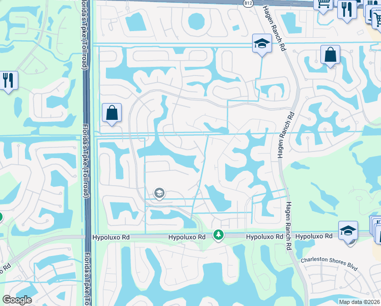 map of restaurants, bars, coffee shops, grocery stores, and more near 6543 Marbletree Lane in Lake Worth