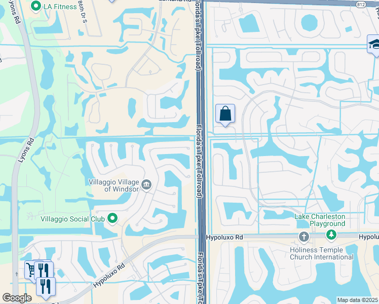 map of restaurants, bars, coffee shops, grocery stores, and more near 6504 Pisano Drive in Lake Worth