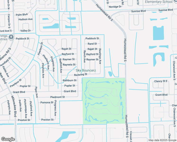 map of restaurants, bars, coffee shops, grocery stores, and more near 348 Rancho Avenue in Lehigh Acres