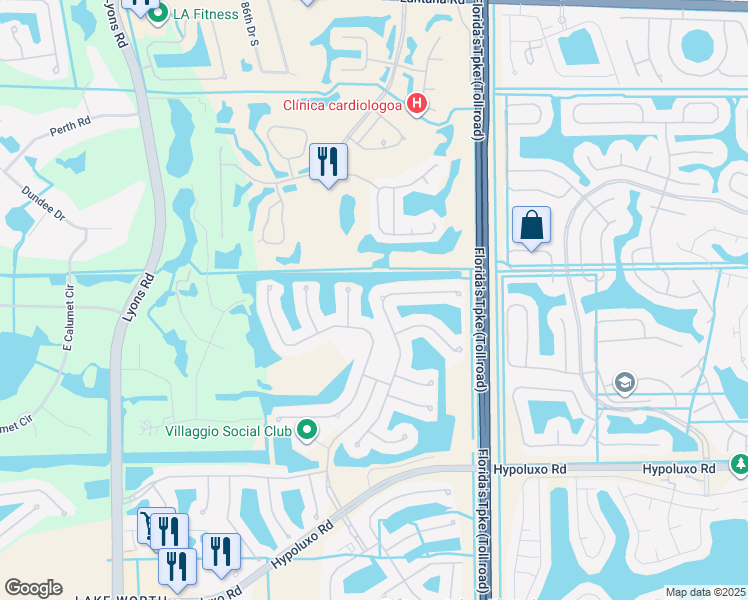 map of restaurants, bars, coffee shops, grocery stores, and more near 6713 Pisano Drive in Lake Worth