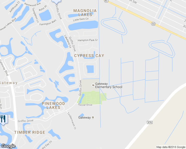 map of restaurants, bars, coffee shops, grocery stores, and more near 11433 Lake Cypress Loop in Fort Myers