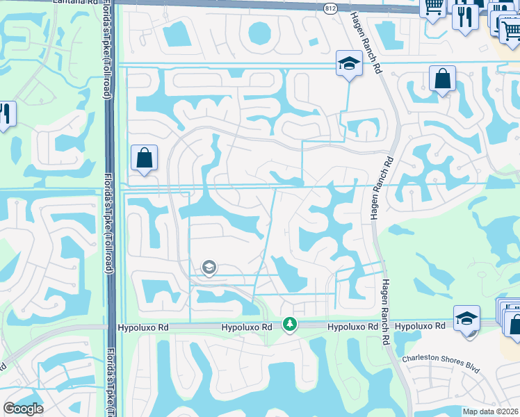 map of restaurants, bars, coffee shops, grocery stores, and more near 6543 Marbletree Lane in Lake Worth
