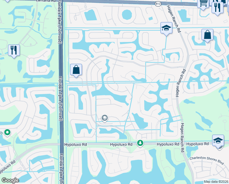 map of restaurants, bars, coffee shops, grocery stores, and more near 6507 Marbletree Lane in Lake Worth