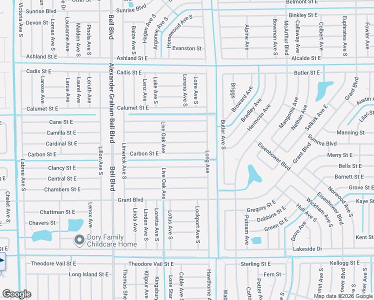 map of restaurants, bars, coffee shops, grocery stores, and more near 862 Carbon Street East in Lehigh Acres