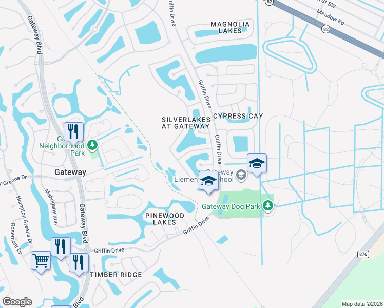 map of restaurants, bars, coffee shops, grocery stores, and more near 13080 Lake Meadow Drive in Fort Myers