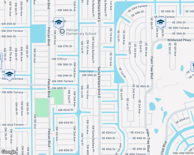 map of restaurants, bars, coffee shops, grocery stores, and more near 3910 Santa Barbara Boulevard in Cape Coral