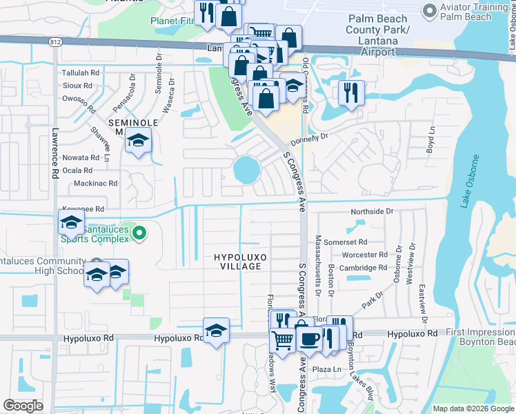 map of restaurants, bars, coffee shops, grocery stores, and more near 6469 Easter Cay Way in Lake Worth