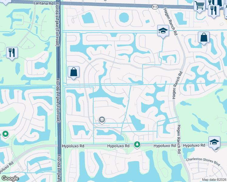 map of restaurants, bars, coffee shops, grocery stores, and more near 6506 Marbletree Lane in Lake Worth