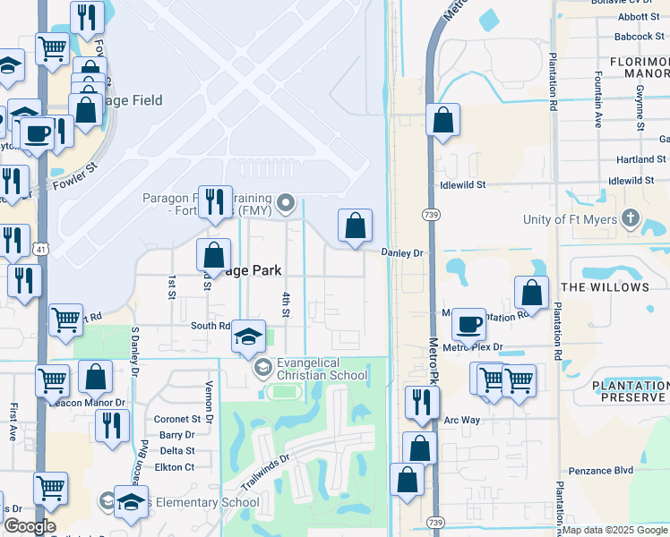 map of restaurants, bars, coffee shops, grocery stores, and more near 210 5th Street in Fort Myers