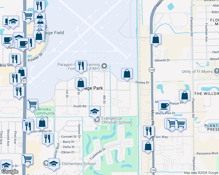 map of restaurants, bars, coffee shops, grocery stores, and more near 208 4th Street in Fort Myers