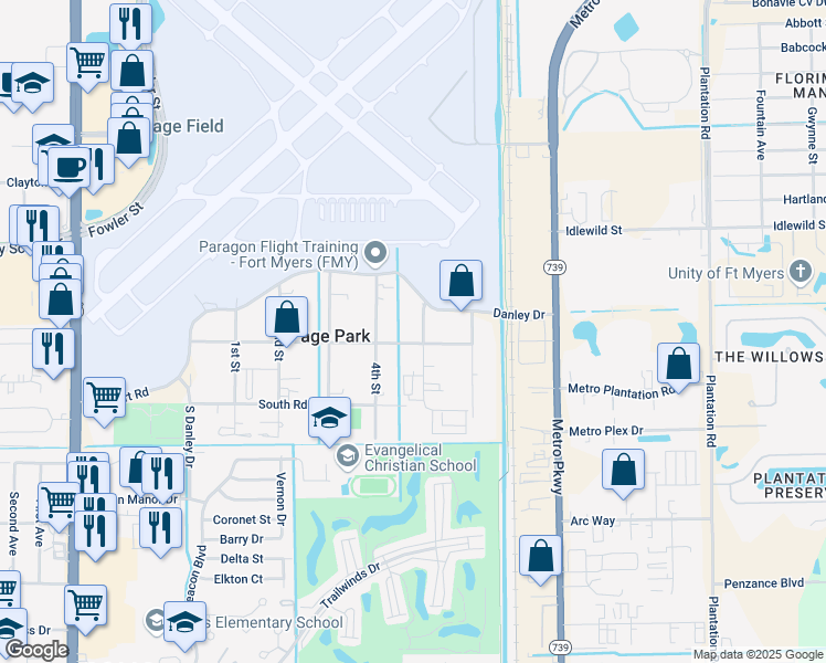 map of restaurants, bars, coffee shops, grocery stores, and more near 208 4th Street in Fort Myers