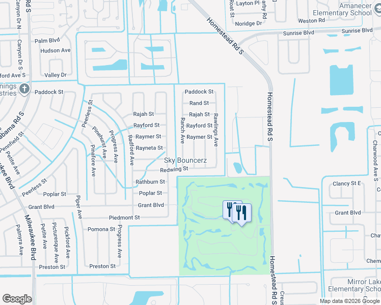 map of restaurants, bars, coffee shops, grocery stores, and more near 338 Ranchito Avenue in Lehigh Acres