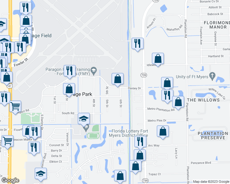 map of restaurants, bars, coffee shops, grocery stores, and more near 210 5th Street in Fort Myers
