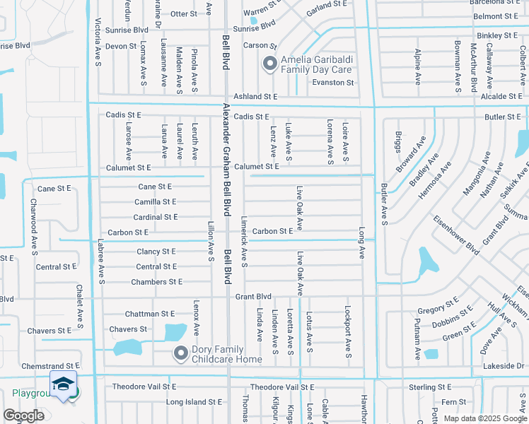 map of restaurants, bars, coffee shops, grocery stores, and more near 826 Campbell Street East in Lehigh Acres