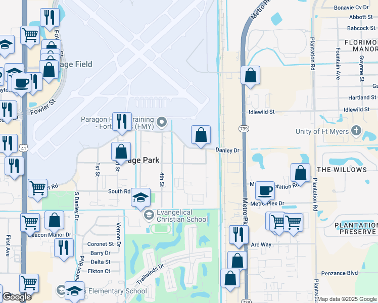 map of restaurants, bars, coffee shops, grocery stores, and more near 210 5th Street in Fort Myers