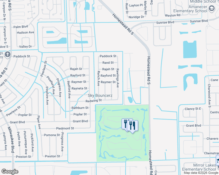 map of restaurants, bars, coffee shops, grocery stores, and more near 338 Ranchito Avenue in Lehigh Acres