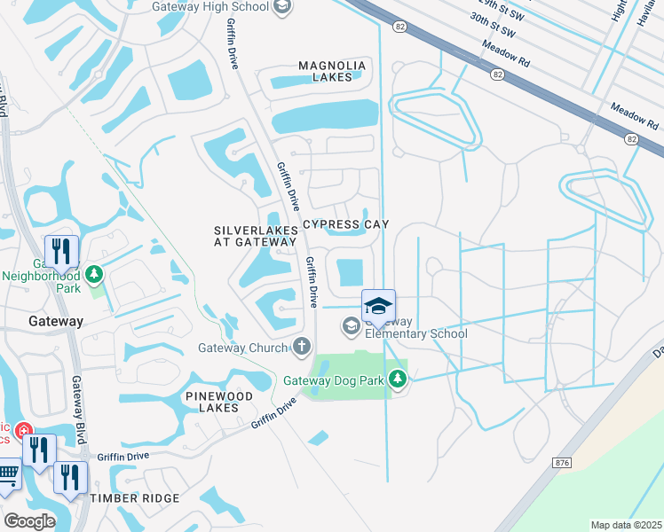 map of restaurants, bars, coffee shops, grocery stores, and more near 11319 Lake Cypress Loop in Fort Myers