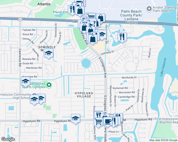 map of restaurants, bars, coffee shops, grocery stores, and more near 6469 Easter Cay Way in Lake Worth