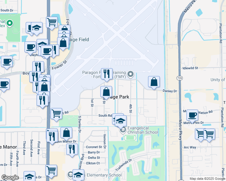 map of restaurants, bars, coffee shops, grocery stores, and more near 202 2nd Street in Fort Myers