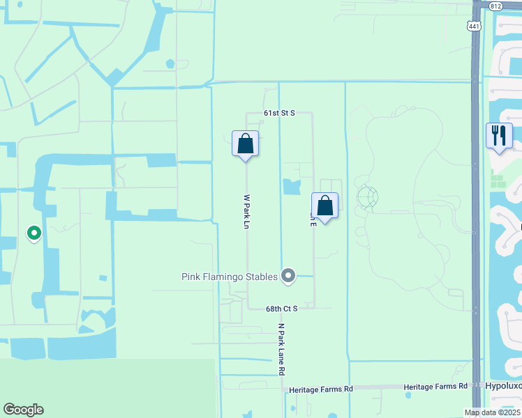 map of restaurants, bars, coffee shops, grocery stores, and more near 6444 West Park Lane in Wellington