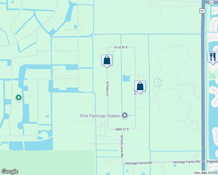 map of restaurants, bars, coffee shops, grocery stores, and more near 6424 West Park Lane in Wellington