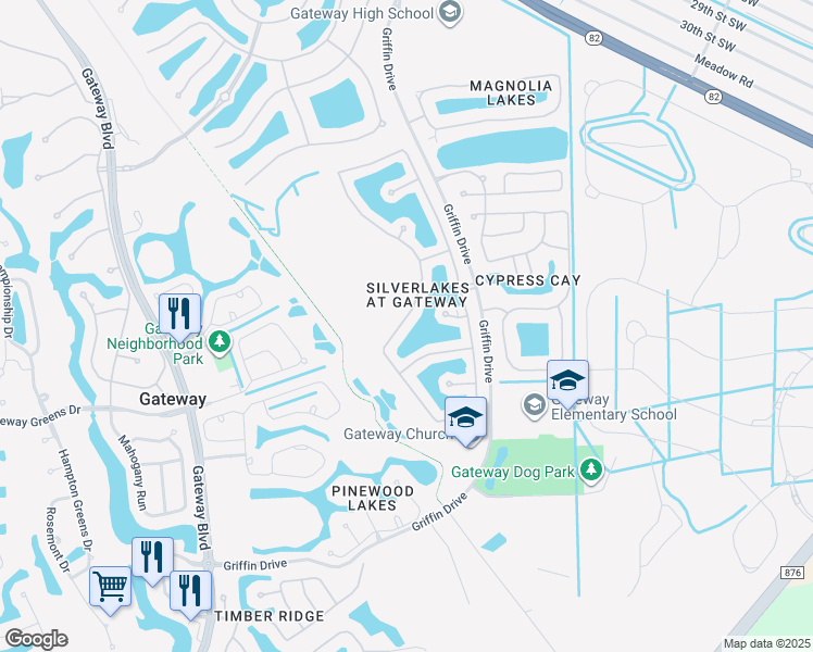 map of restaurants, bars, coffee shops, grocery stores, and more near 11173 Lakeland Circle in Fort Myers