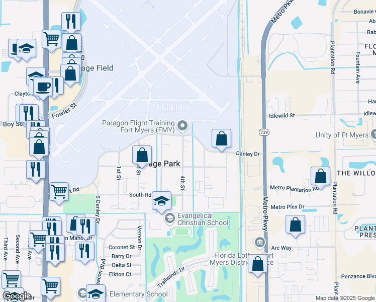 map of restaurants, bars, coffee shops, grocery stores, and more near 208 4th Street in Fort Myers