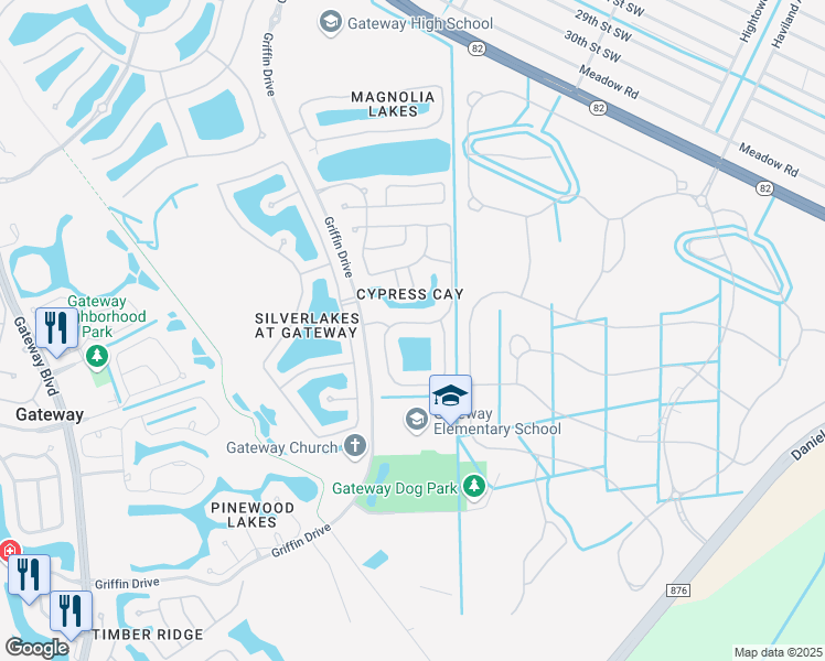 map of restaurants, bars, coffee shops, grocery stores, and more near 13451 Hampton Park Court in Fort Myers
