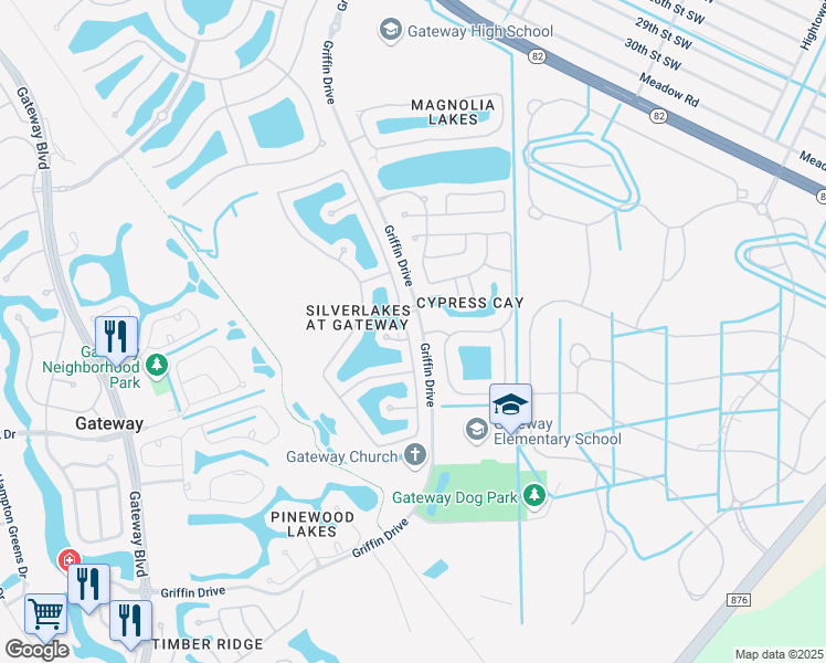 map of restaurants, bars, coffee shops, grocery stores, and more near 11328 Lakeland Circle in Fort Myers