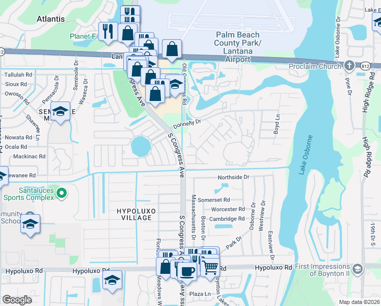 map of restaurants, bars, coffee shops, grocery stores, and more near 2995 Monterey Pine Lane in Lake Worth