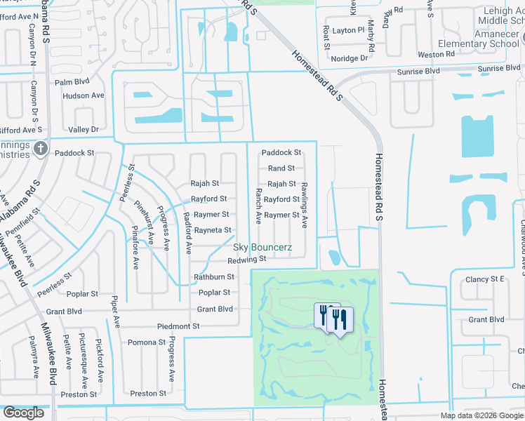 map of restaurants, bars, coffee shops, grocery stores, and more near 324 Ranch Avenue in Lehigh Acres