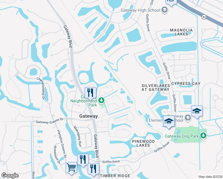 map of restaurants, bars, coffee shops, grocery stores, and more near 12840 Eagle Pointe Circle in Fort Myers