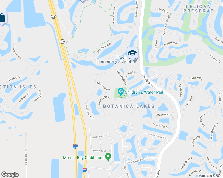 map of restaurants, bars, coffee shops, grocery stores, and more near 10165 Silver Maple Court in Fort Myers