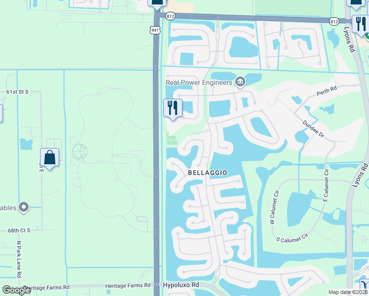 map of restaurants, bars, coffee shops, grocery stores, and more near 10481 Pavone Street in Lake Worth