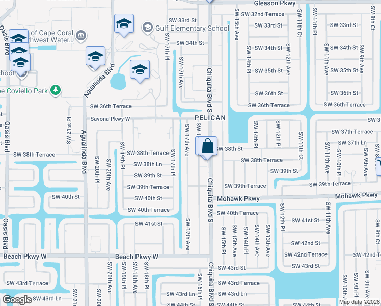 map of restaurants, bars, coffee shops, grocery stores, and more near 3743 Southwest 16th Place in Cape Coral