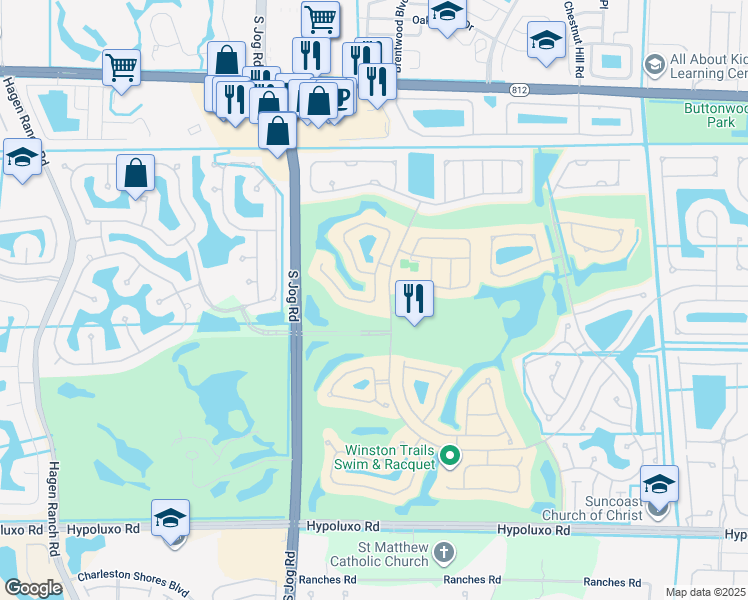 map of restaurants, bars, coffee shops, grocery stores, and more near 6760 Hatteras Club Drive in Lake Worth