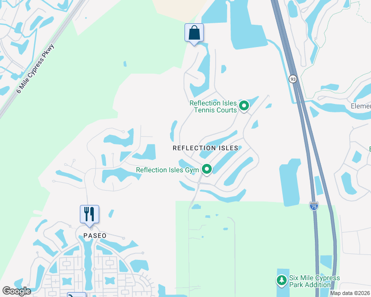 map of restaurants, bars, coffee shops, grocery stores, and more near 9086 Water Tupelo Road in Fort Myers