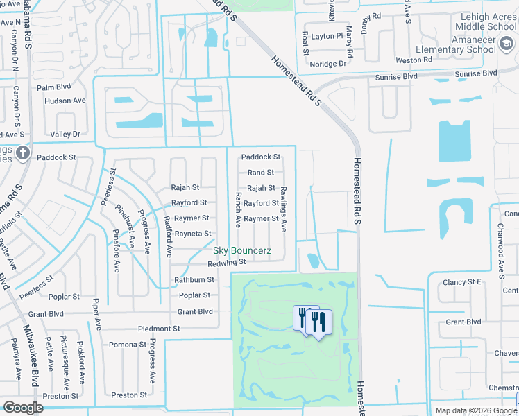 map of restaurants, bars, coffee shops, grocery stores, and more near 468 Rayford St in Lehigh Acres